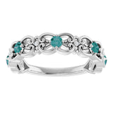 14K Gold Round Lab-Grown Alexandrite Vintage-Inspired Scroll Ring - White Gold - view 8