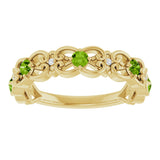 14K Gold Round Natural Peridot Vintage-Inspired Scroll Ring - Yellow Gold - view 8