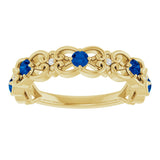 14K Gold Round Natural Blue Sapphire Vintage-Inspired Scroll Ring - Yellow Gold - view 8