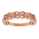 14K Gold Round Natural Pink Tourmaline Vintage-Inspired Scroll Ring - Rose Gold - view 8