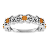 14K Gold Round Natural Citrine Vintage-Inspired Scroll Ring - White Gold - view 8