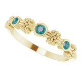 14K Gold Round Lab-Grown Alexandrite Bezel-Set Ring II - Yellow Gold - view 10