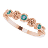 14K Gold Round Natural Alexandrite Bezel-Set Ring III - Rose Gold - view 12