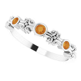 Platinum Round Natural Citrine Bezel-Set Ring III - view 12