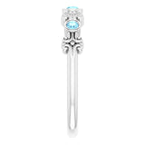 Platinum Round Natural Aquamarine Bezel-Set Ring III - view 11