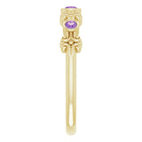 14K Gold Round Natural Amethyst Bezel-Set Ring III - Yellow Gold - view 9