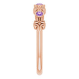 14K Gold Round Natural Amethyst Bezel-Set Ring III - Rose Gold - view 11