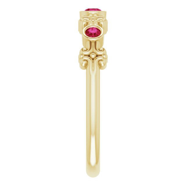 14K Gold Round Lab-Grown Ruby Bezel-Set Ring III - Yellow Gold - view 9