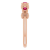 14K Gold Round Lab-Grown Ruby Bezel-Set Ring III - Rose Gold - view 11