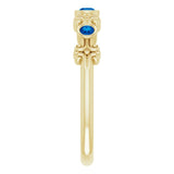 14K Gold Round Lab-Grown Blue Sapphire Bezel-Set Ring II - Yellow Gold - view 9