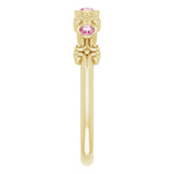 14K Gold Round Natural Pink Tourmaline Bezel-Set Ring III - Yellow Gold - view 9