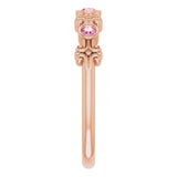 14K Gold Round Natural Pink Tourmaline Bezel-Set Ring III - Rose Gold - view 11