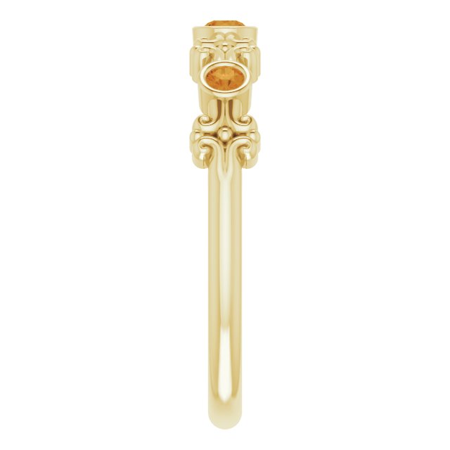 14K Gold Round Natural Citrine Bezel-Set Ring III - Yellow Gold - view 9