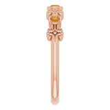 14K Gold Round Natural Citrine Bezel-Set Ring III - Rose Gold - view 11