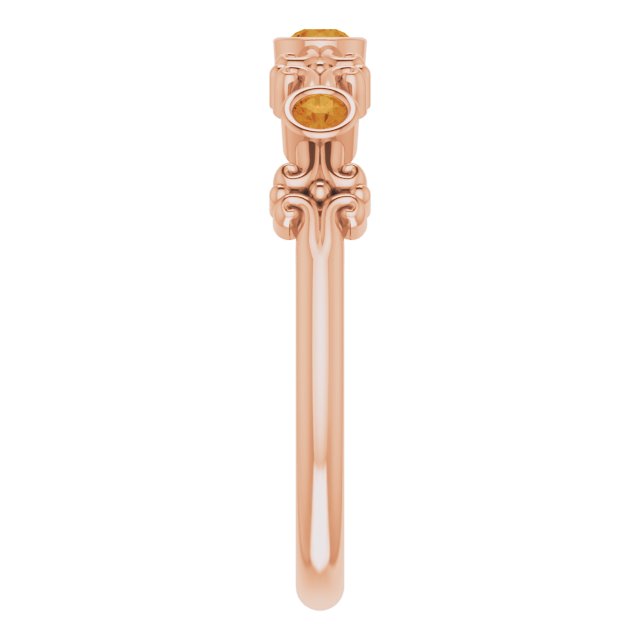 14K Gold Round Natural Citrine Bezel-Set Ring III - Rose Gold - view 11