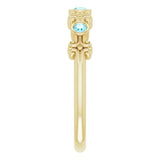 14K Gold Round Natural Blue Zircon Bezel-Set Ring III - Yellow Gold - view 9