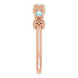 14K Gold Round Natural Blue Zircon Bezel-Set Ring III - Rose Gold - view 11