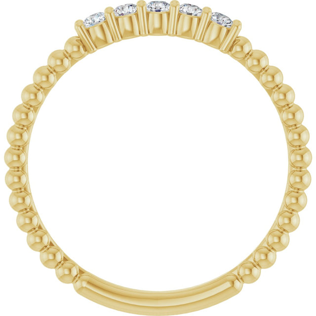 14K Gold Round Natural Diamond Stackable Ring VIII - Yellow Gold - view 12