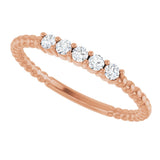 14K Gold Round Natural Diamond Stackable Ring VIII - Rose Gold - view 15