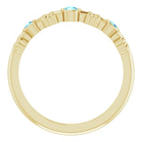 14K Gold Round Natural Aquamarine Bezel-Set Ring III - Yellow Gold - view 7