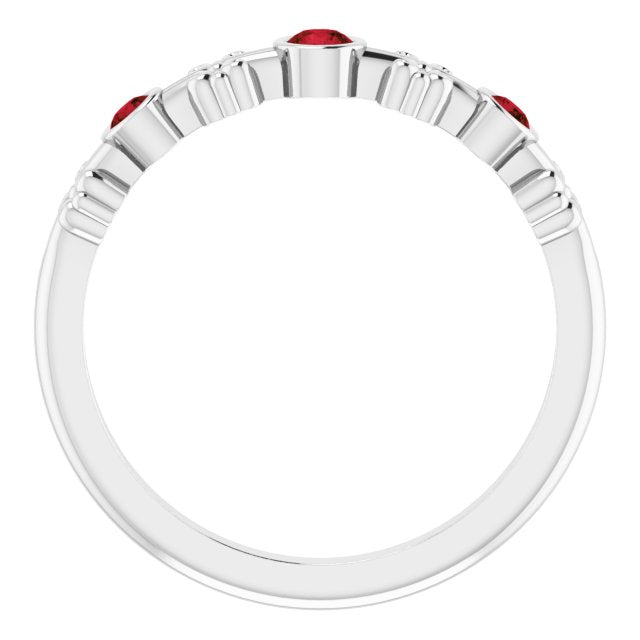 Platinum Round Natural Mozambique Garnet Bezel-Set Ring III - view 8