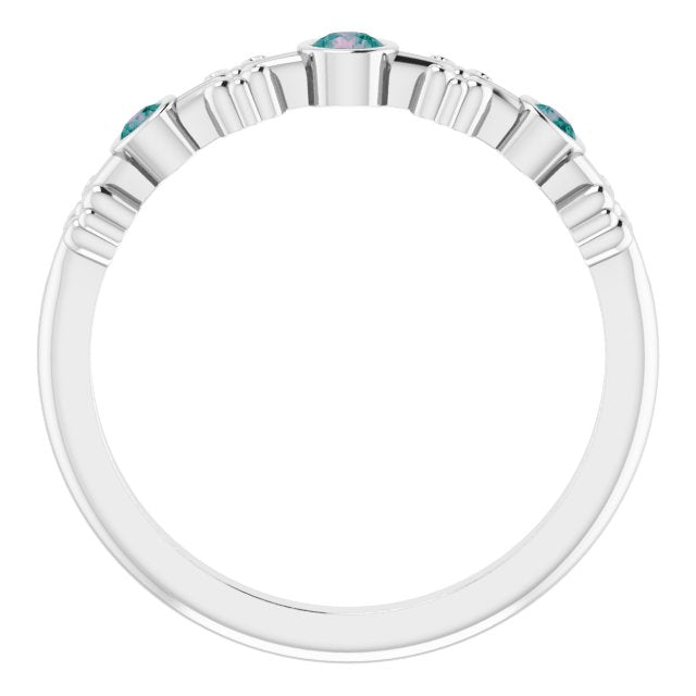 14K Gold Round Lab-Grown Alexandrite Bezel-Set Ring II - White Gold - view 7