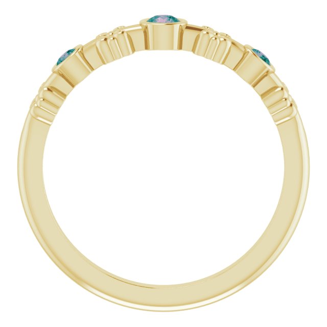 14K Gold Round Natural Alexandrite Bezel-Set Ring III - Yellow Gold - view 7
