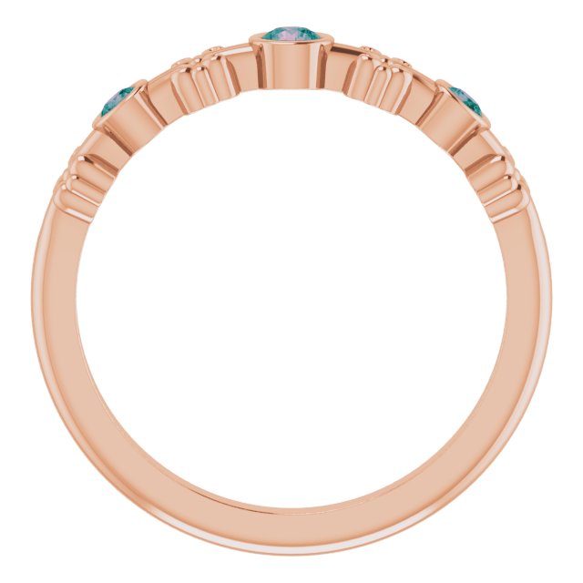 14K Gold Round Lab-Grown Alexandrite Bezel-Set Ring II - Rose Gold - view 8