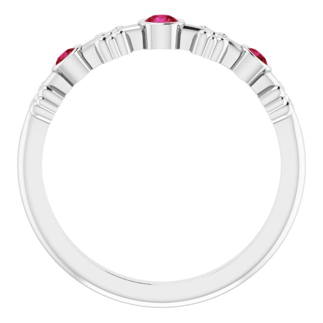 Platinum Round Natural Ruby Bezel-Set Ring III - view 8