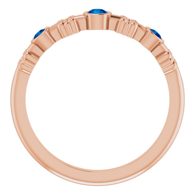14K Gold Round Lab-Grown Blue Sapphire Bezel-Set Ring II - Rose Gold - view 8