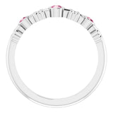14K Gold Round Natural Pink Tourmaline Bezel-Set Ring III - White Gold - view 7