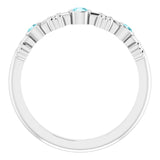 14K Gold Round Natural Blue Zircon Bezel-Set Ring III - White Gold - view 7