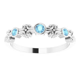 Platinum Round Natural Aquamarine Bezel-Set Ring III - view 9