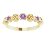 14K Gold Round Natural Amethyst Bezel-Set Ring III - Yellow Gold - view 8