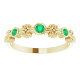 14K Gold Round Lab-Grown Emerald Bezel-Set Ring III - Yellow Gold - view 8