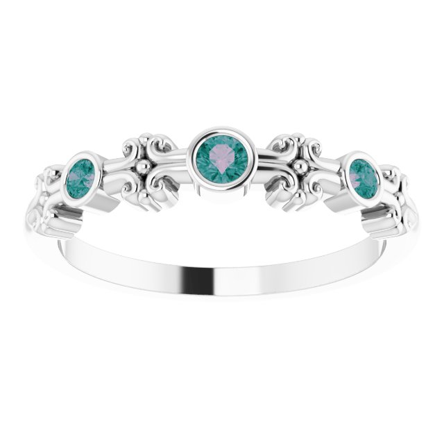 Platinum Round Lab-Grown Alexandrite Bezel-Set Ring II - view 9