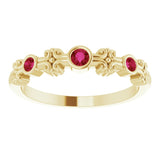 14K Gold Round Lab-Grown Ruby Bezel-Set Ring III - Yellow Gold - view 8