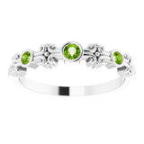 14K Gold Round Natural Peridot Bezel-Set Ring III - White Gold - view 8