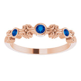 14K Gold Round Natural Blue Sapphire Bezel-Set Ring III - Rose Gold - view 9