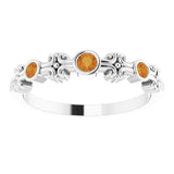 14K Gold Round Natural Citrine Bezel-Set Ring III - White Gold - view 8