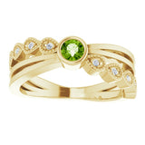 14K Gold Round Natural Peridot Criss-Cross Bezel-Set Ring - Yellow Gold - view 8