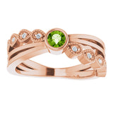 14K Gold Round Natural Peridot Criss-Cross Bezel-Set Ring - Rose Gold - view 8