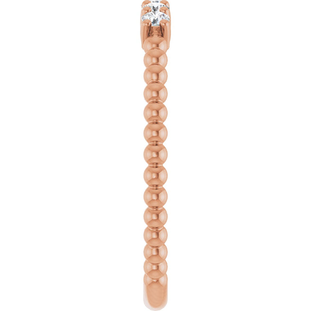 14K Gold Round Natural Diamond Stackable Ring VIII - Rose Gold - view 14