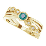 14K Gold Round Natural Alexandrite Criss-Cross Bezel-Set Ring - Yellow Gold - view 10