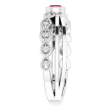14K Gold Round Natural Ruby Criss-Cross Bezel-Set Ring - White Gold - view 9