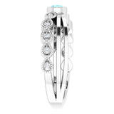 Platinum Round Natural Aquamarine Criss-Cross Bezel-Set Ring - view 9