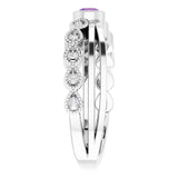 Platinum Round Natural Amethyst Criss-Cross Bezel-Set Ring - view 9