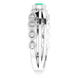 Platinum Round Natural Emerald Criss-Cross Bezel-Set Ring - view 9