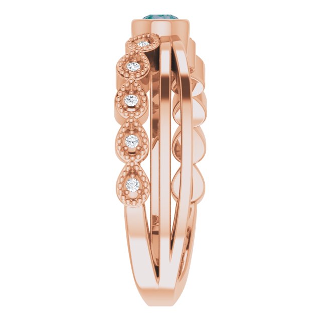 14K Gold Round Natural Alexandrite Criss-Cross Bezel-Set Ring - Rose Gold - view 9