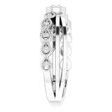 14K Gold Round Natural White Sapphire Criss-Cross Bezel-Set Ring - White Gold - view 9